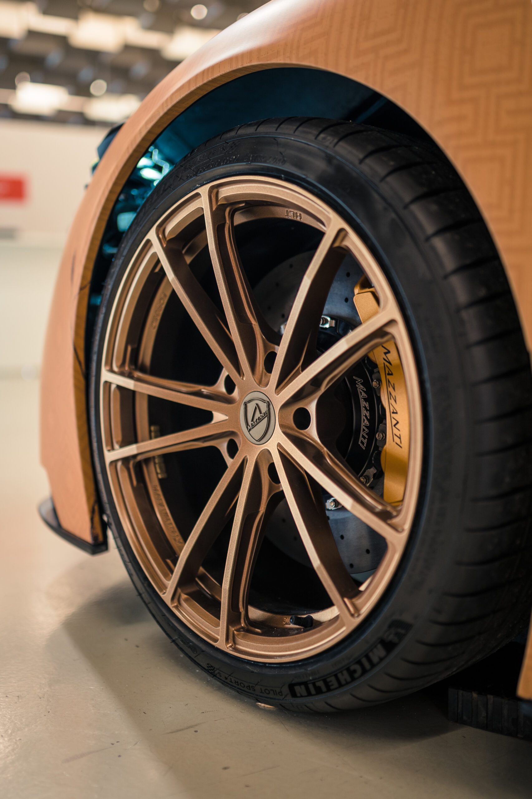 Close up of OZ Racing wheels for the 2021 Mazzanti Evantra Pura